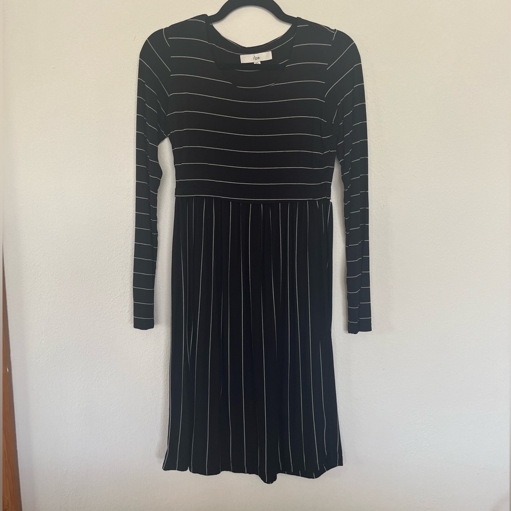Ripe Maternity black stripe maternity & nursing dress